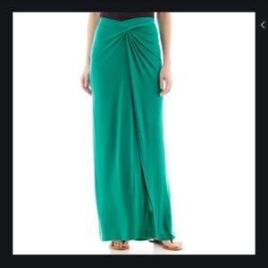 Bisou Bisou Emerald Green Maxi Wrap Boho Skirt L